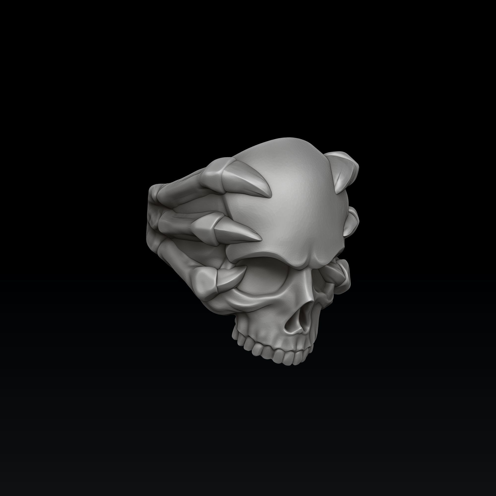 Skull Clutches Pendant Ring Set 3D print model_4