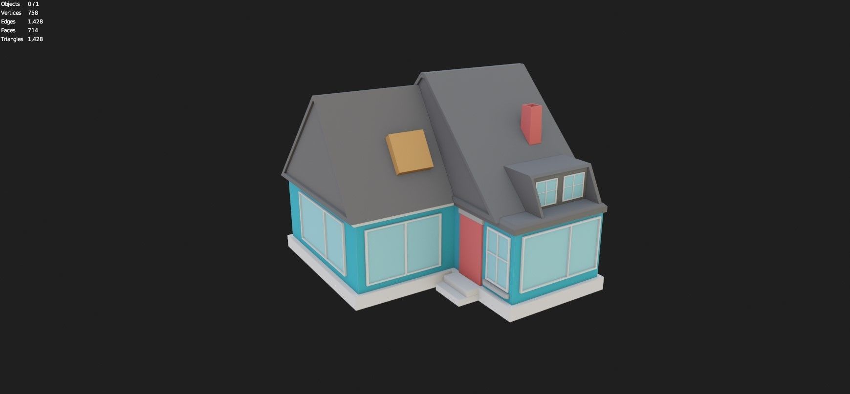Low Poly Stylized Building -3 - Mobile Game Ready Asset Low-poly 3D model_4