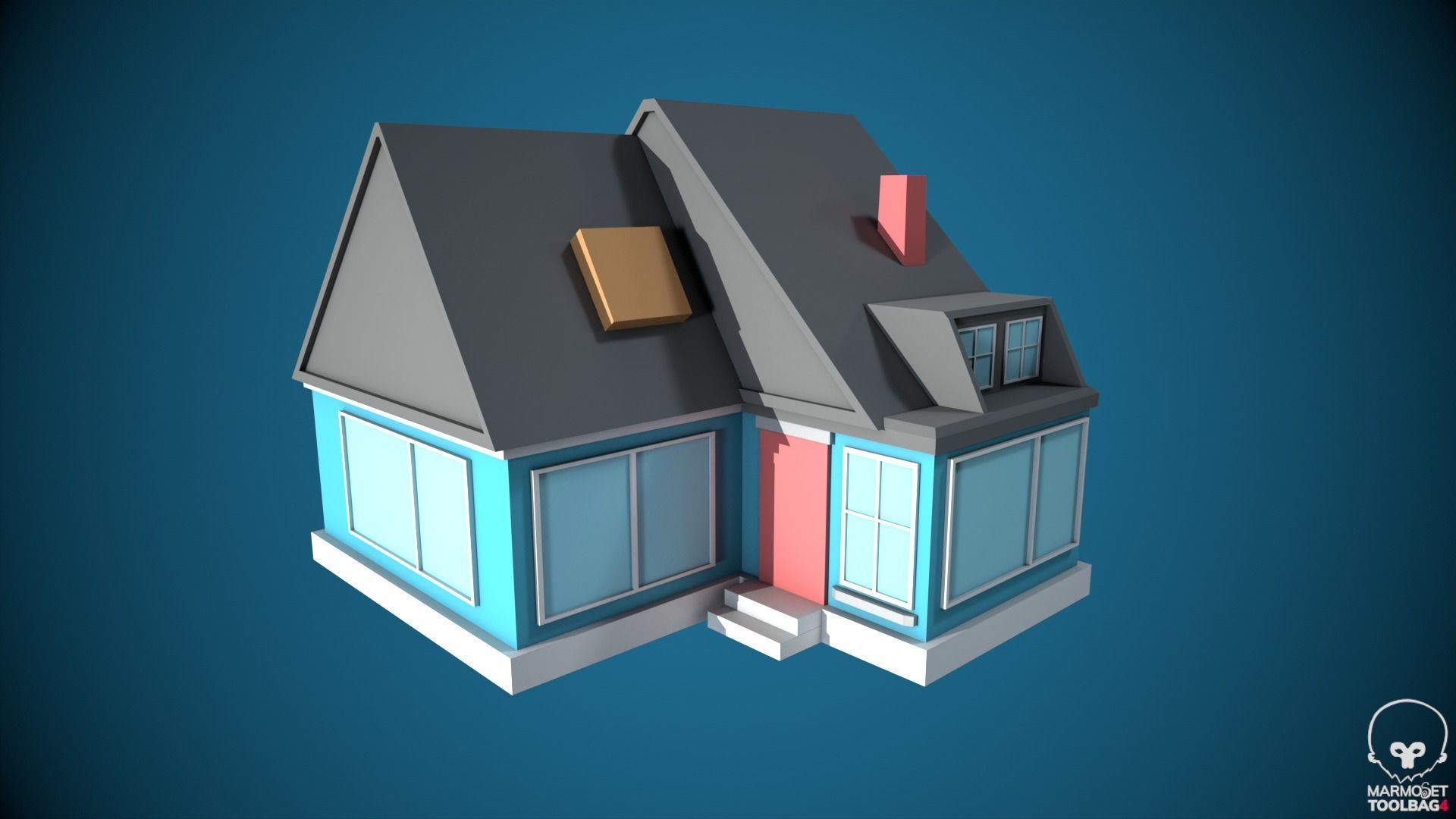 Low Poly Stylized Building -3 - Mobile Game Ready Asset Low-poly 3D model_1
