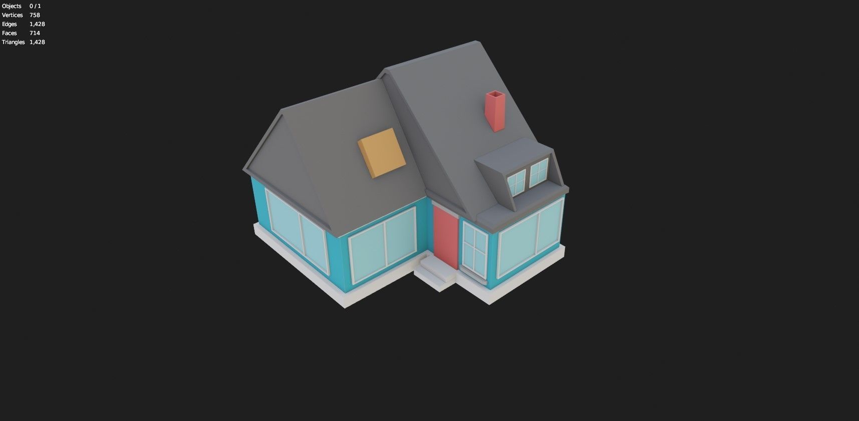 Low Poly Stylized Building -3 - Mobile Game Ready Asset Low-poly 3D model_7