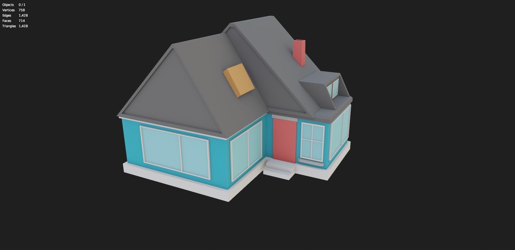 Low Poly Stylized Building -3 - Mobile Game Ready Asset Low-poly 3D model_8