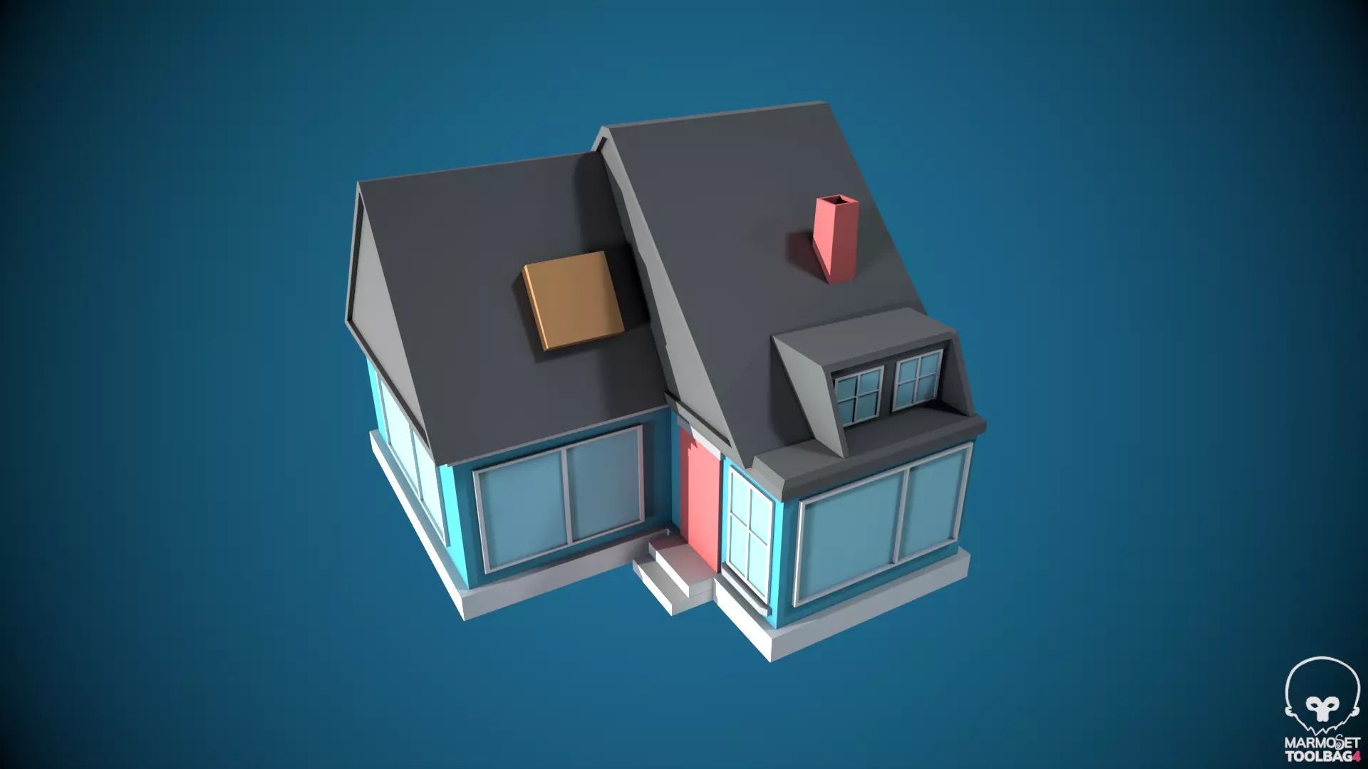 Low Poly Stylized Building -3 - Mobile Game Ready Asset Low-poly 3D model_0