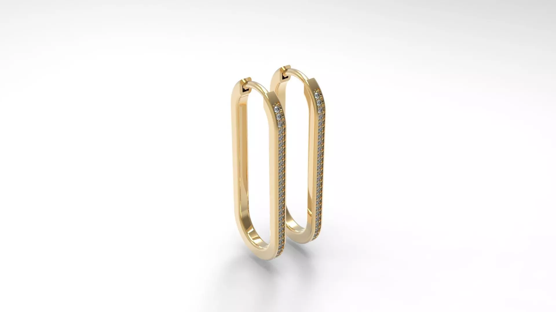 Ellipse Shaped Hoop Paved Earrings 3D print model
