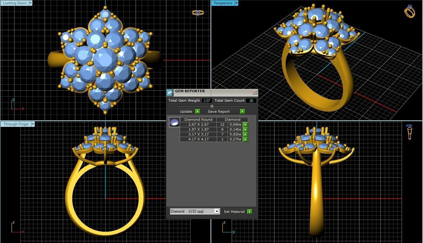 Diamond ring 3D print model_1
