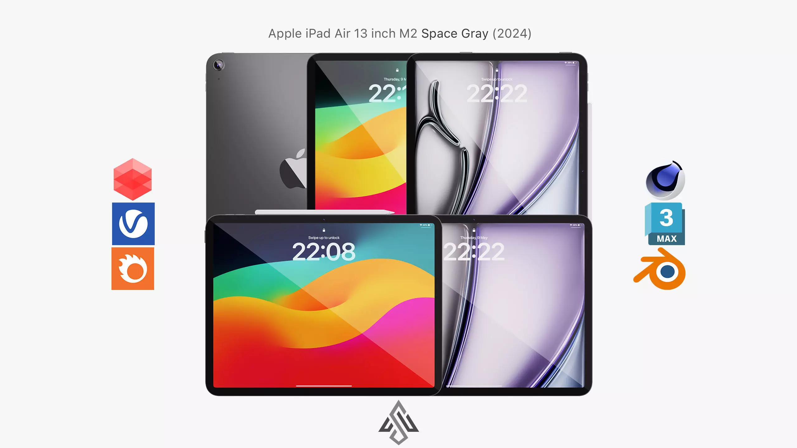 Apple iPad Air 13 inch Space Gray M2 2024 3D model_0