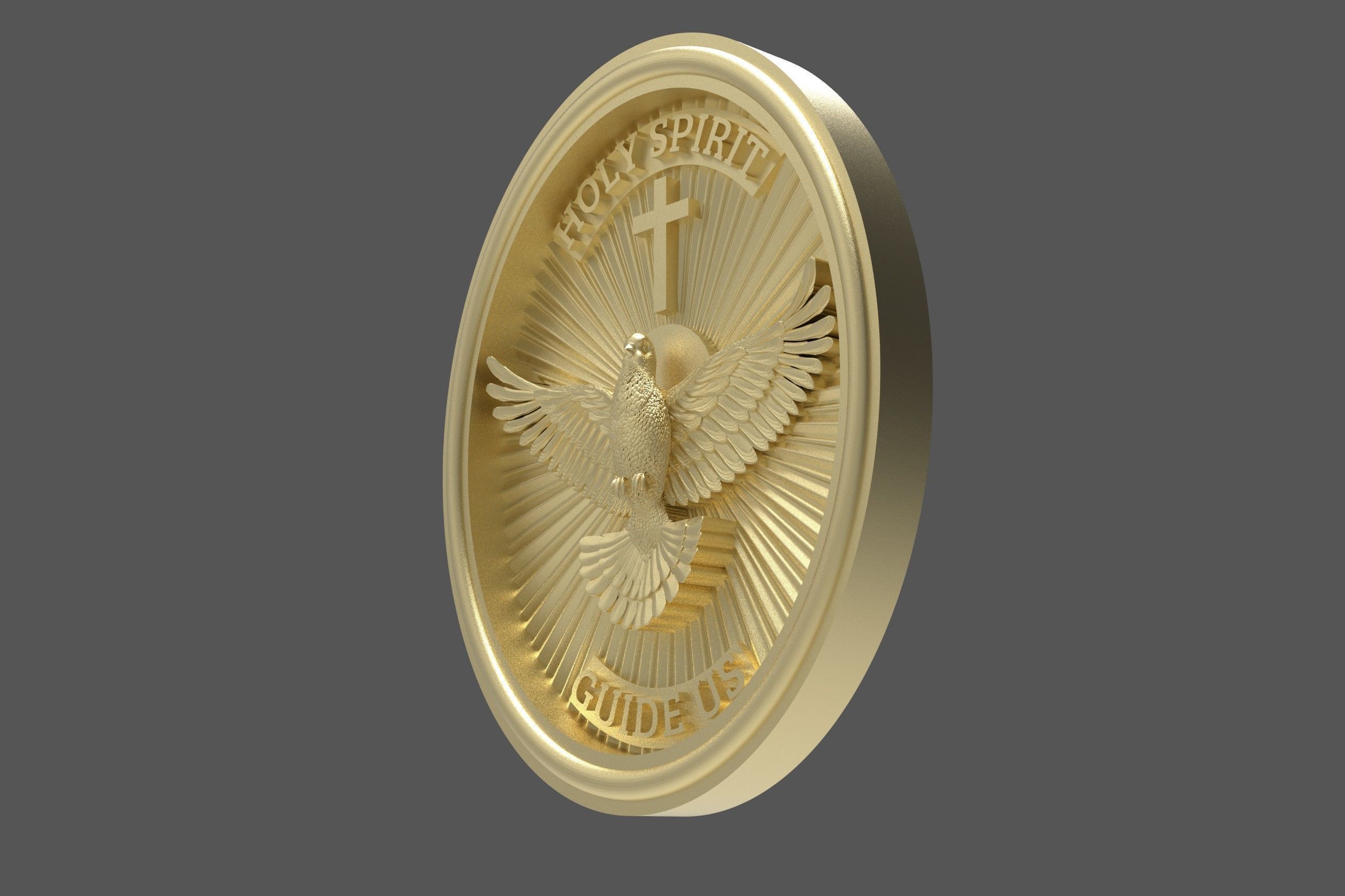 Holy Spirit Pendant - Coin - Espirito Santo 3D print model 3D print model_20