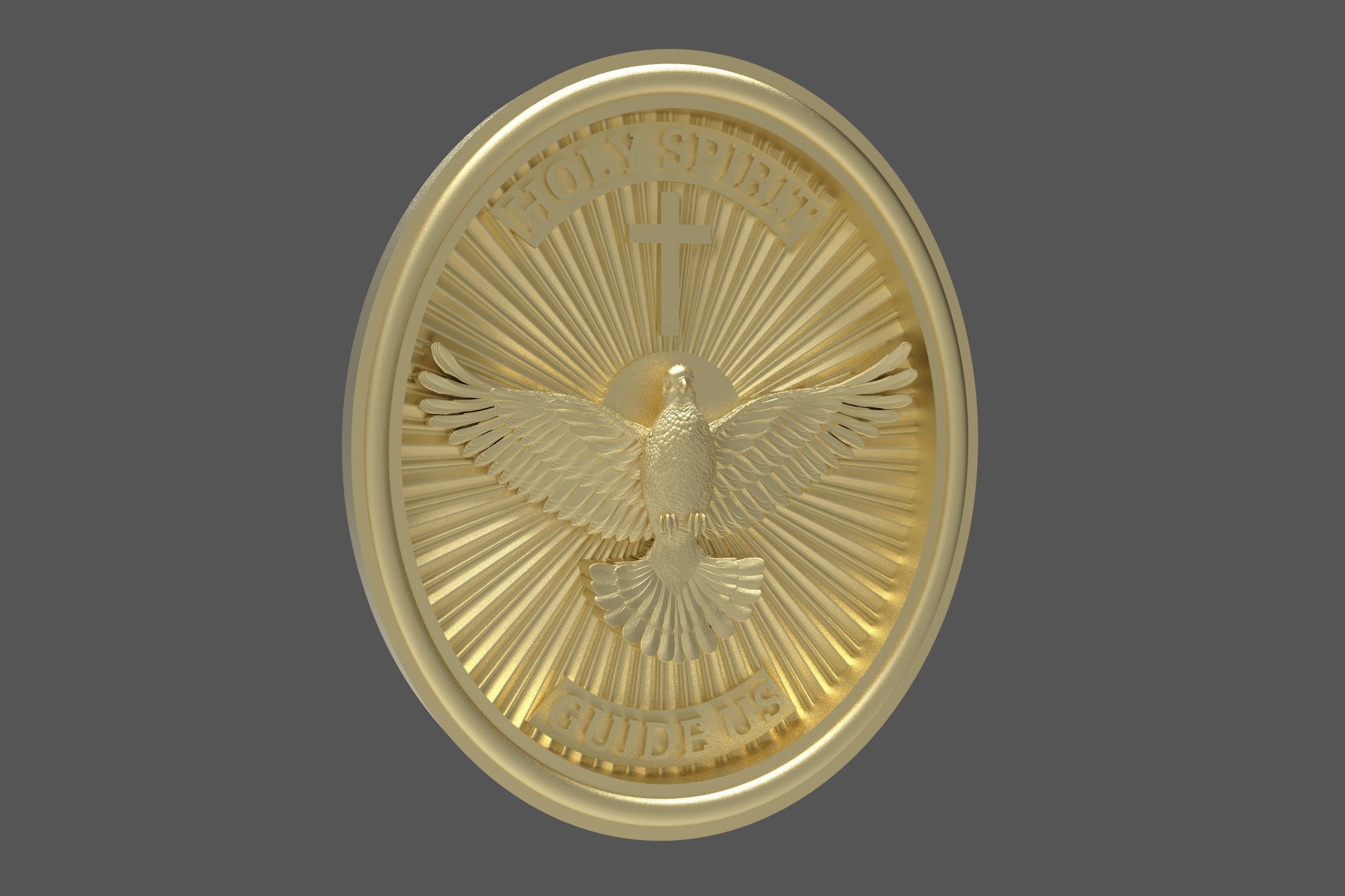 Holy Spirit Pendant - Coin - Espirito Santo 3D print model 3D print model_10