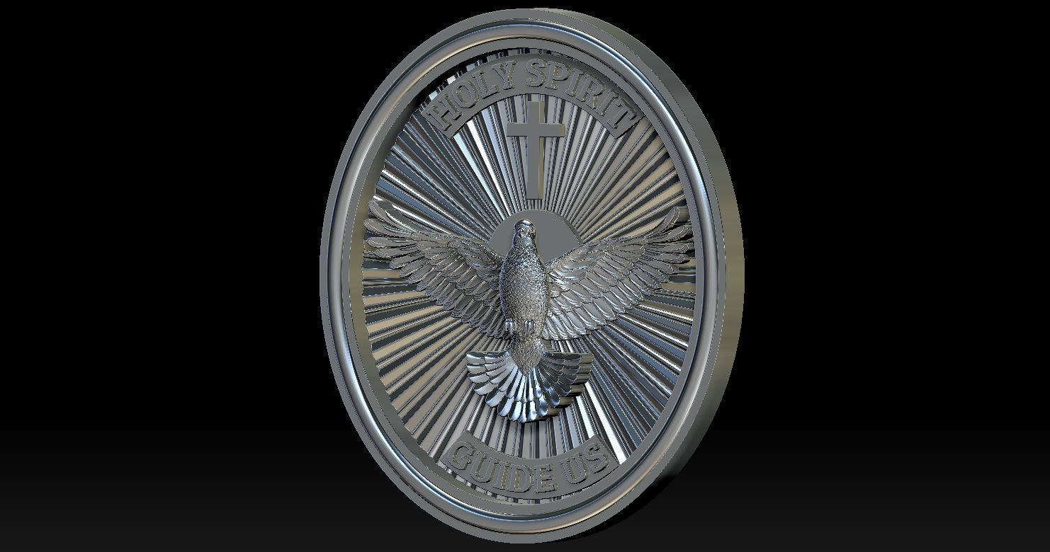 Holy Spirit Pendant - Coin - Espirito Santo 3D print model 3D print model_13