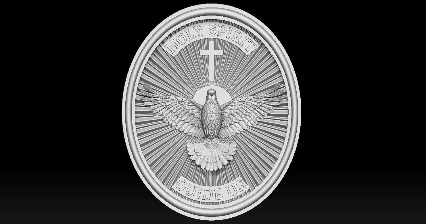Holy Spirit Pendant - Coin - Espirito Santo 3D print model 3D print model_16