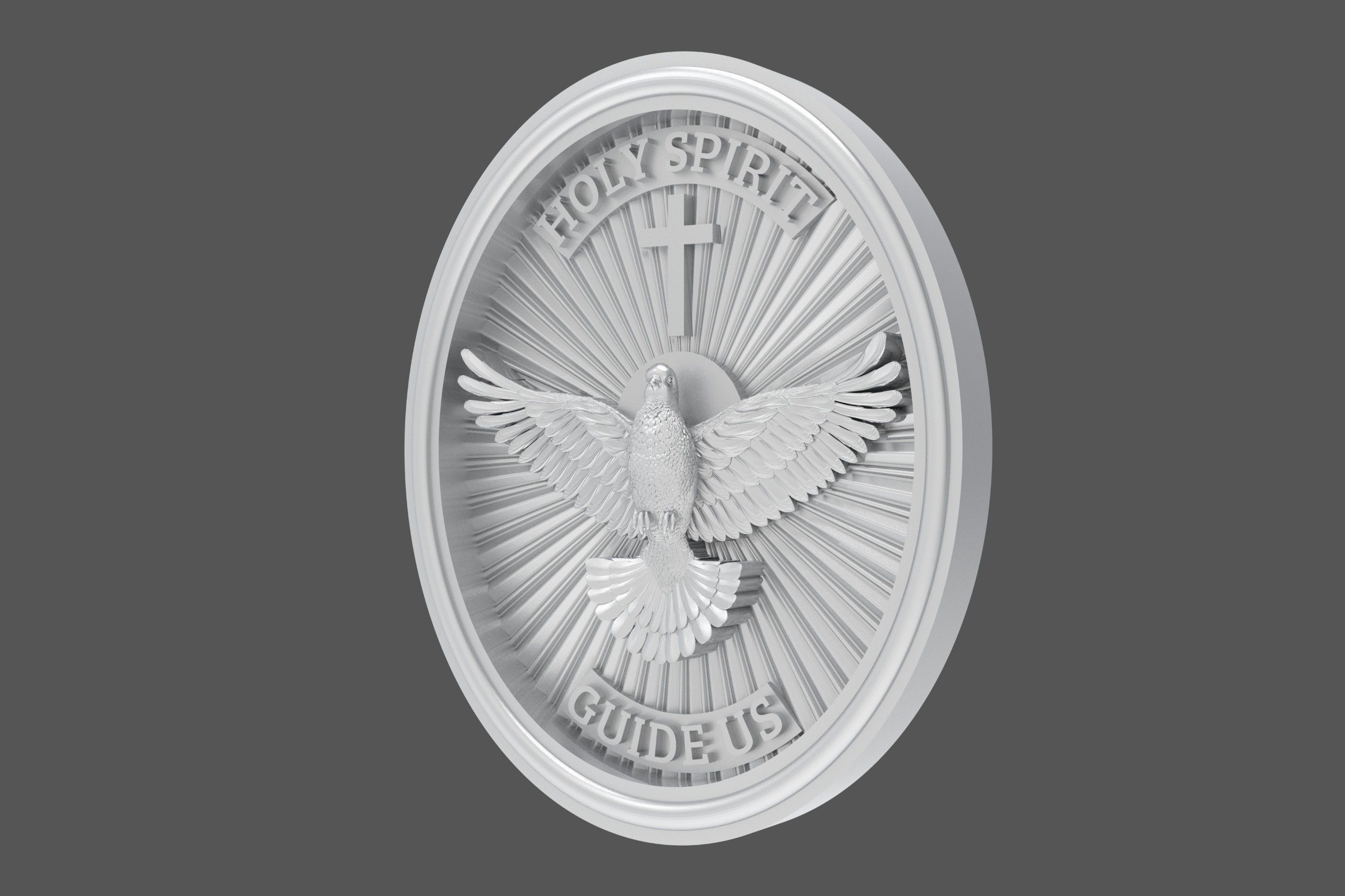 Holy Spirit Pendant - Coin - Espirito Santo 3D print model 3D print model_22