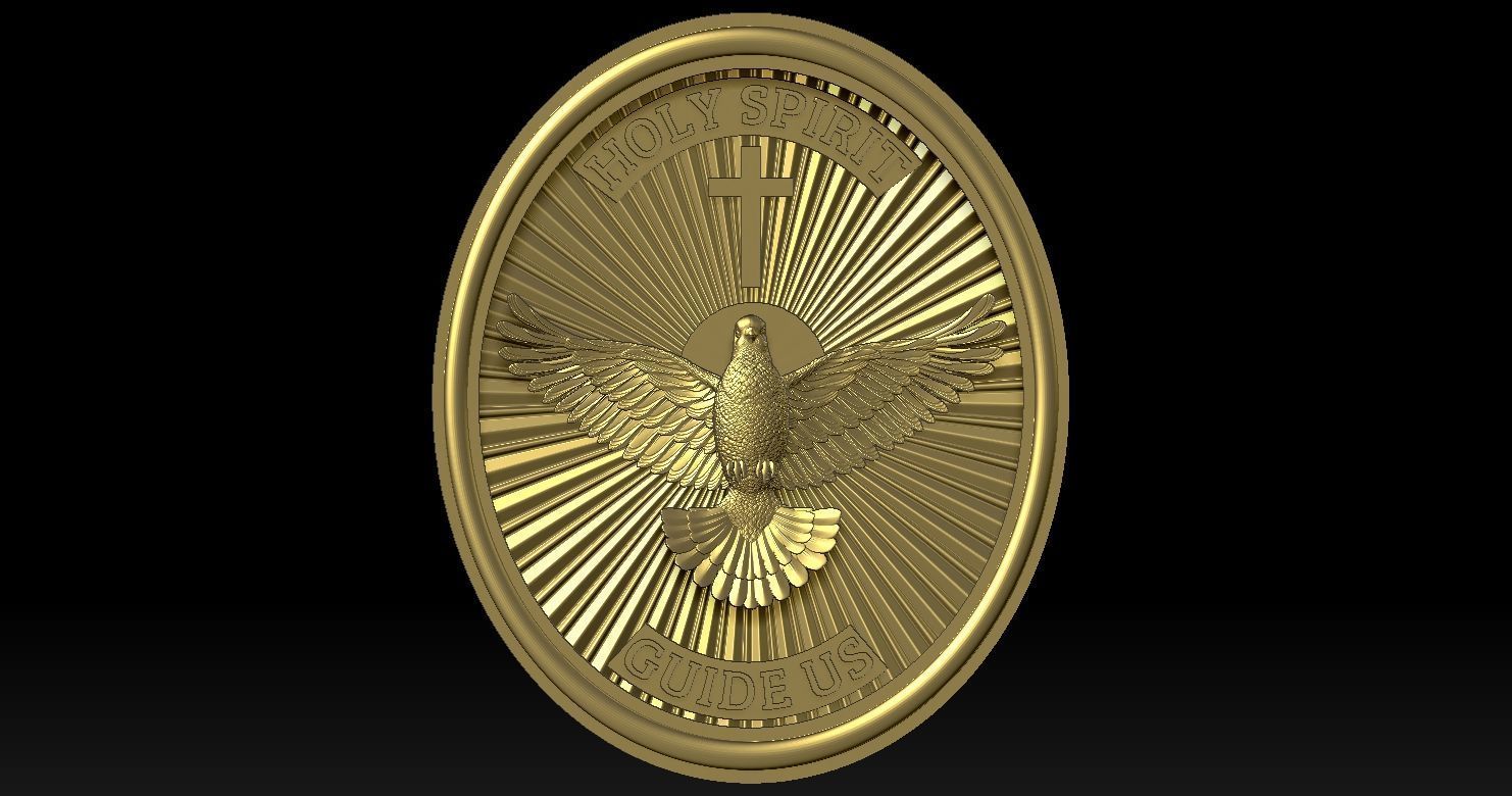 Holy Spirit Pendant - Coin - Espirito Santo 3D print model 3D print model_15