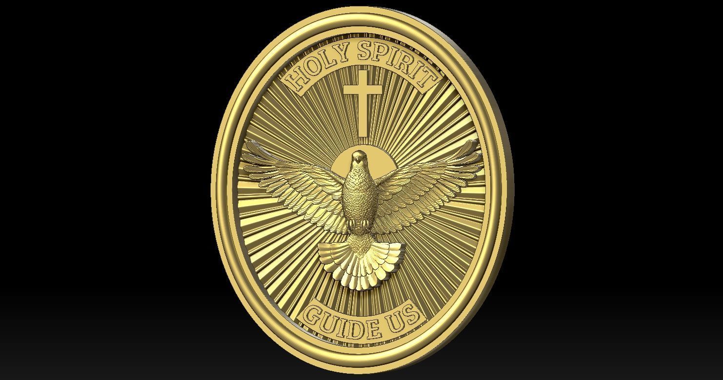 Holy Spirit Pendant - Coin - Espirito Santo 3D print model 3D print model_5