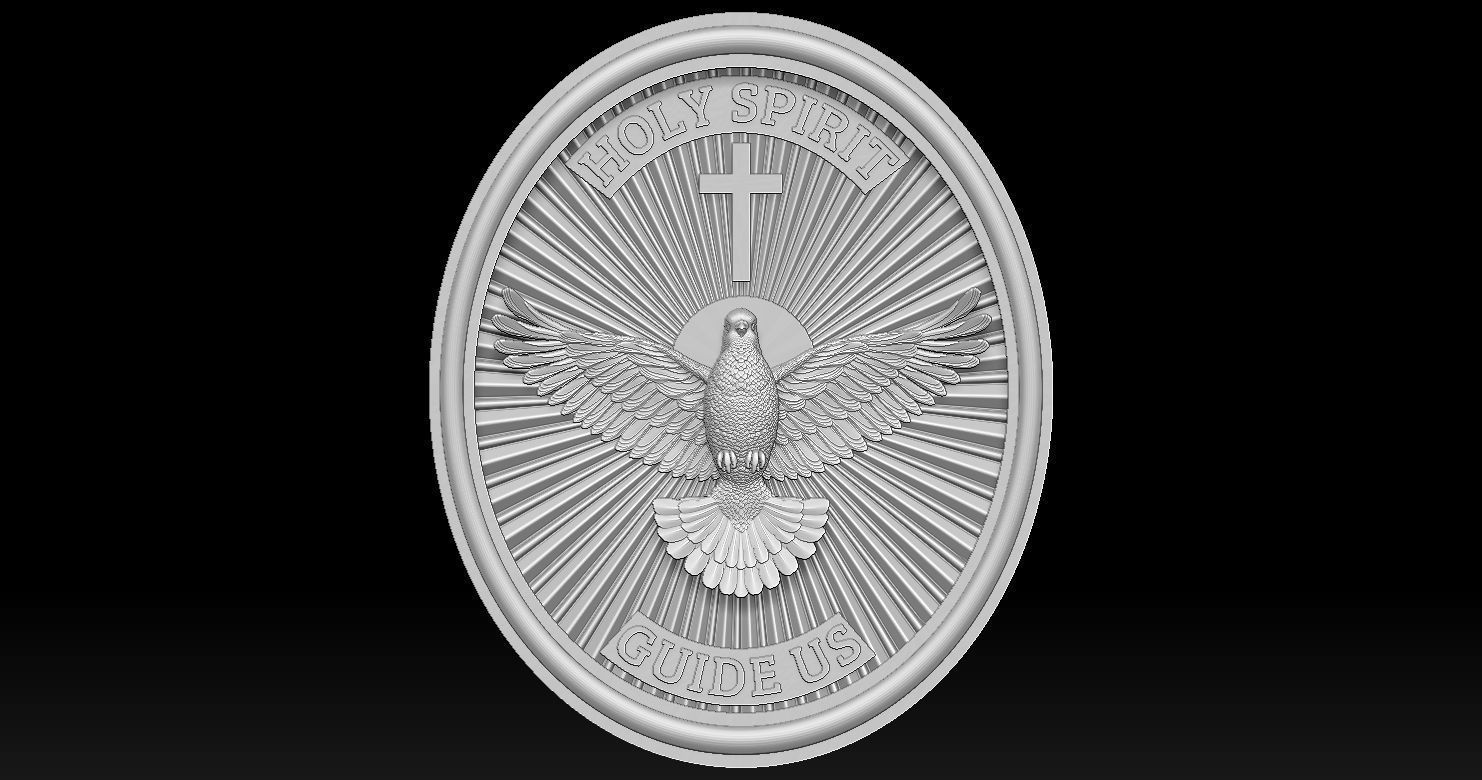 Holy Spirit Pendant - Coin - Espirito Santo 3D print model 3D print model_9