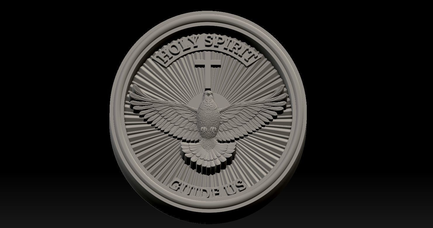 Holy Spirit Pendant - Coin - Espirito Santo 3D print model 3D print model_18