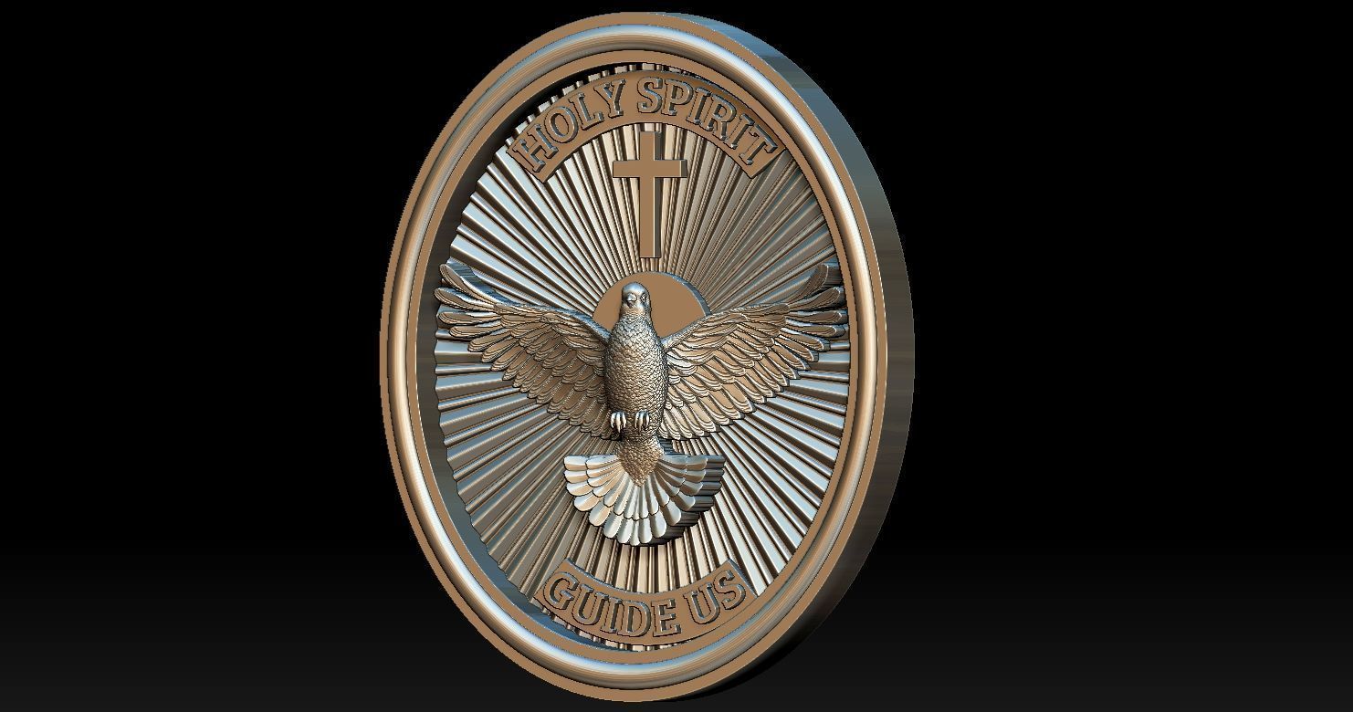 Holy Spirit Pendant - Coin - Espirito Santo 3D print model 3D print model_19