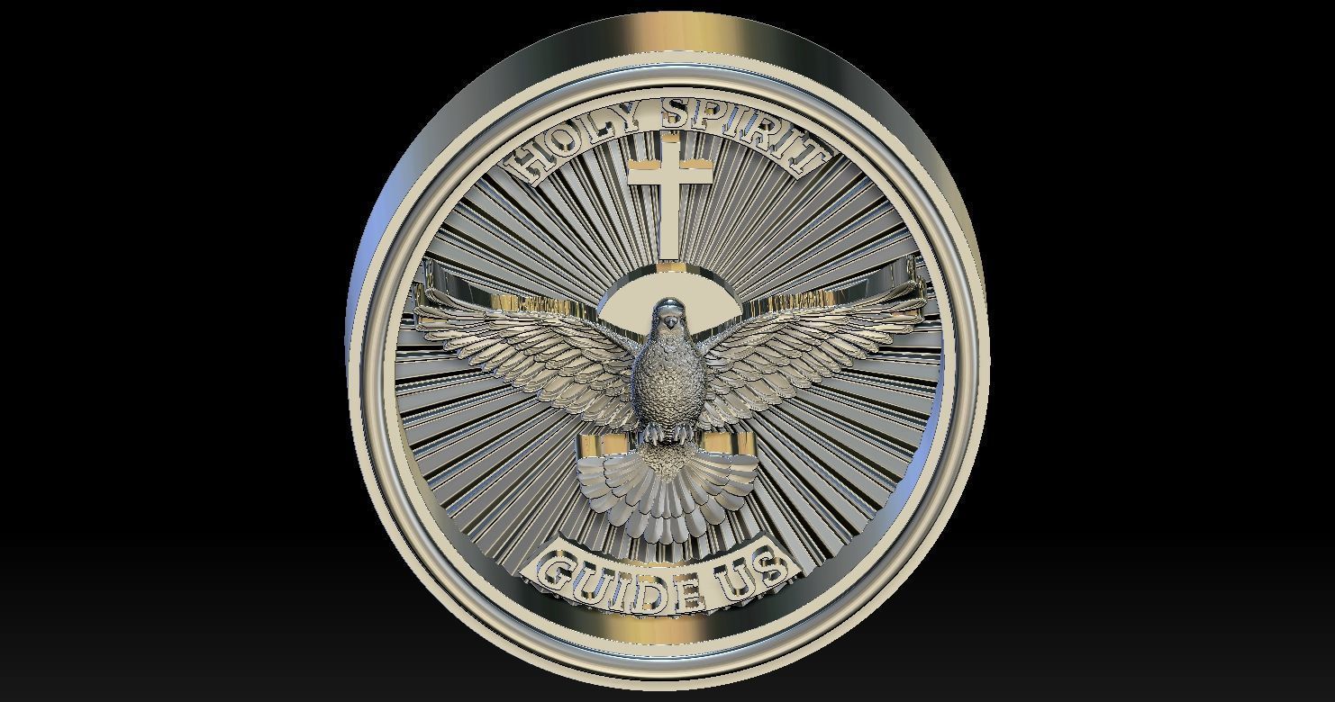 Holy Spirit Pendant - Coin - Espirito Santo 3D print model 3D print model_1