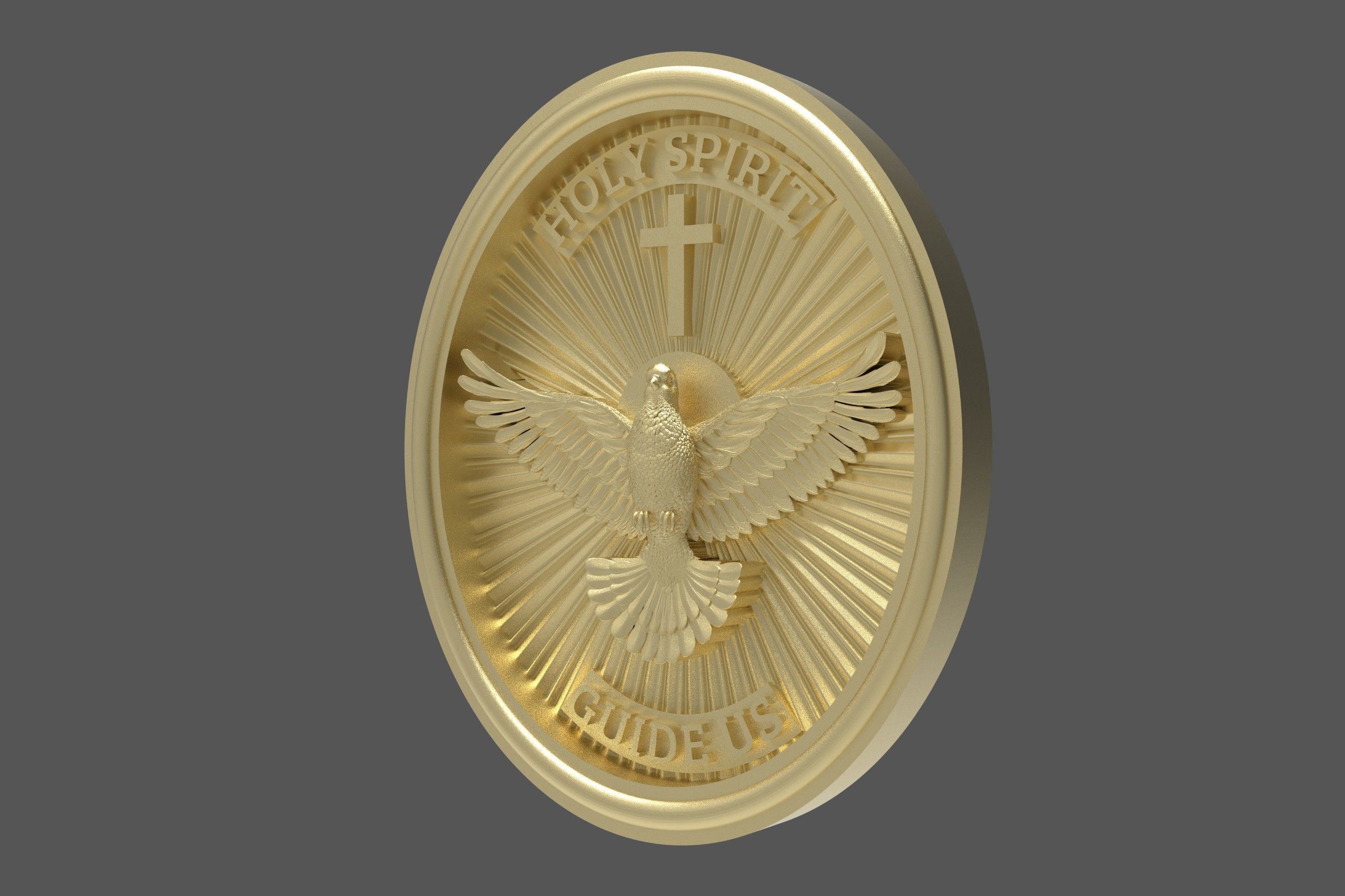 Holy Spirit Pendant - Coin - Espirito Santo 3D print model 3D print model_14