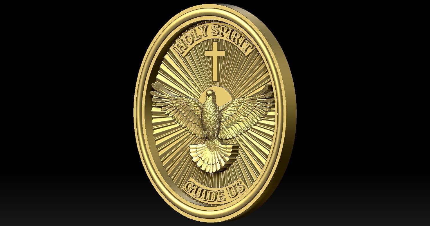 Holy Spirit Pendant - Coin - Espirito Santo 3D print model 3D print model_11