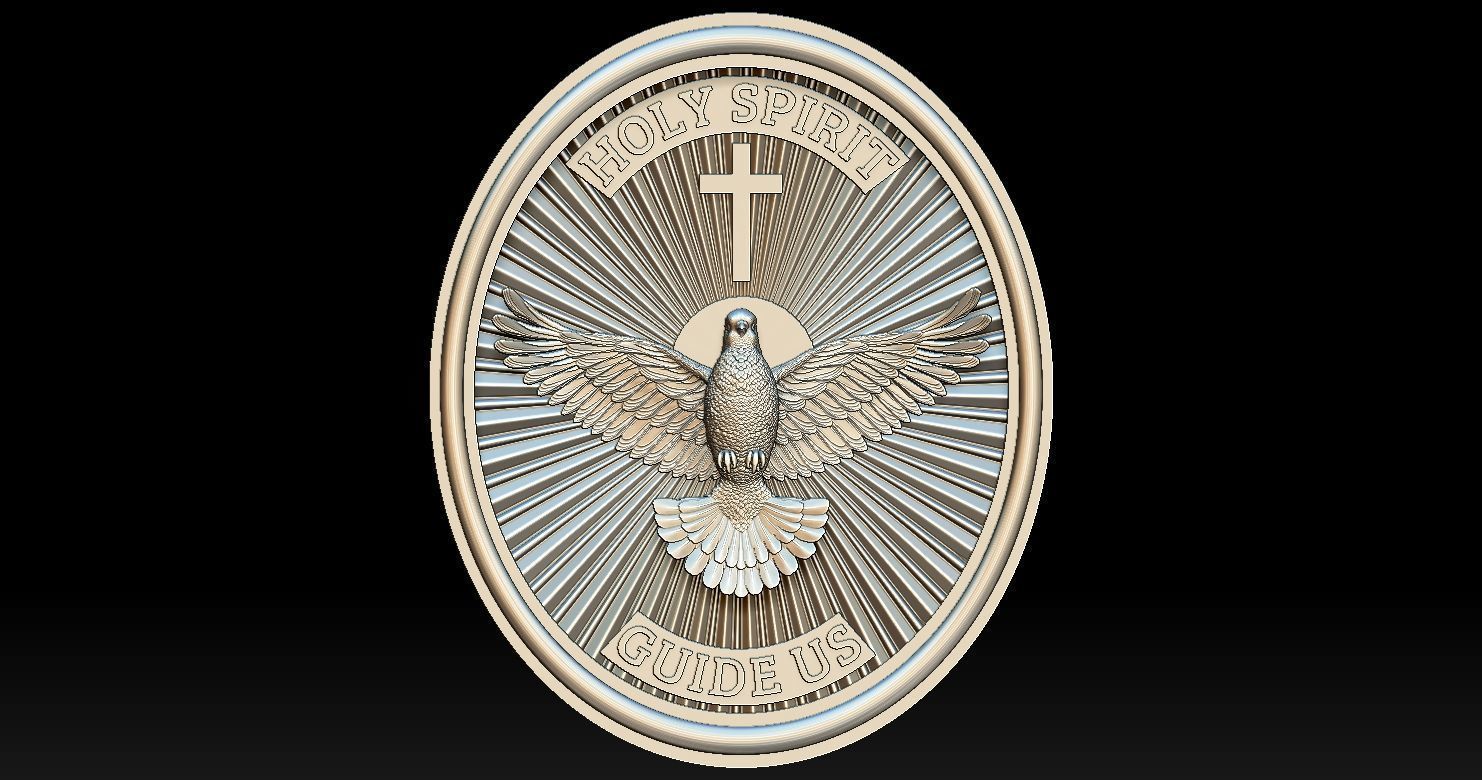 Holy Spirit Pendant - Coin - Espirito Santo 3D print model 3D print model_3