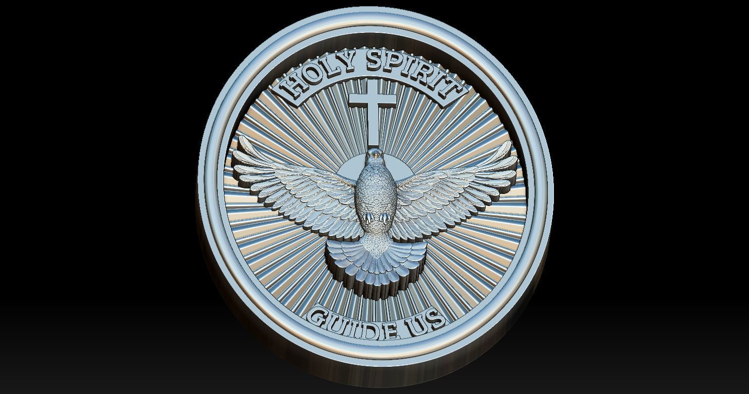 Holy Spirit Pendant - Coin - Espirito Santo 3D print model 3D print model_12