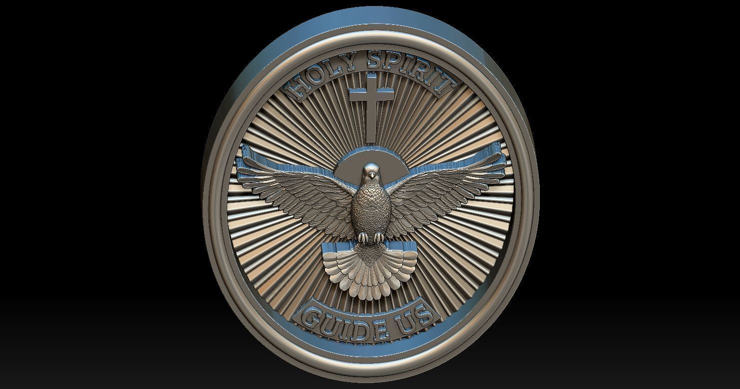 Holy Spirit Pendant - Coin - Espirito Santo 3D print model 3D print model_6