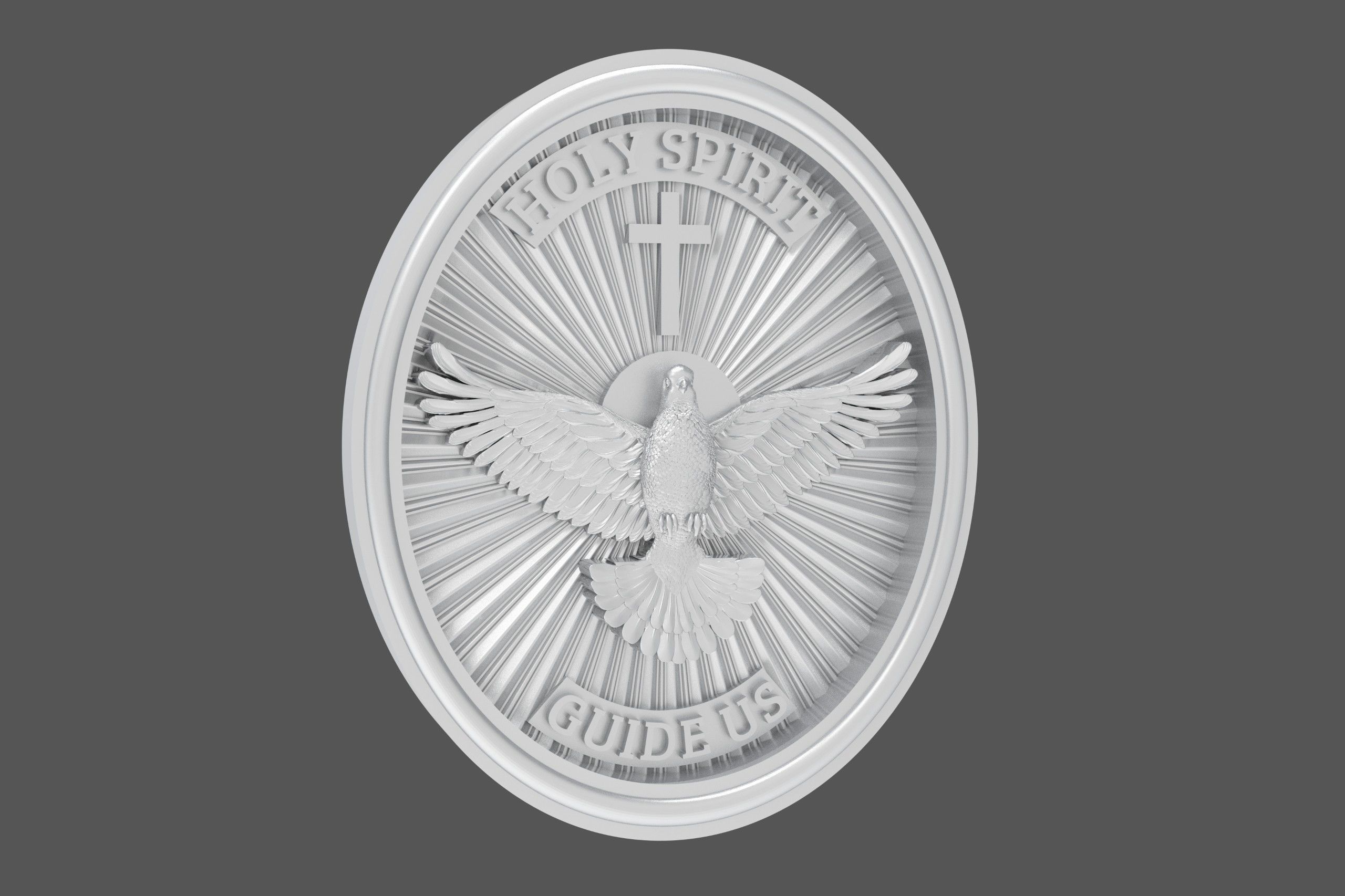 Holy Spirit Pendant - Coin - Espirito Santo 3D print model 3D print model_23