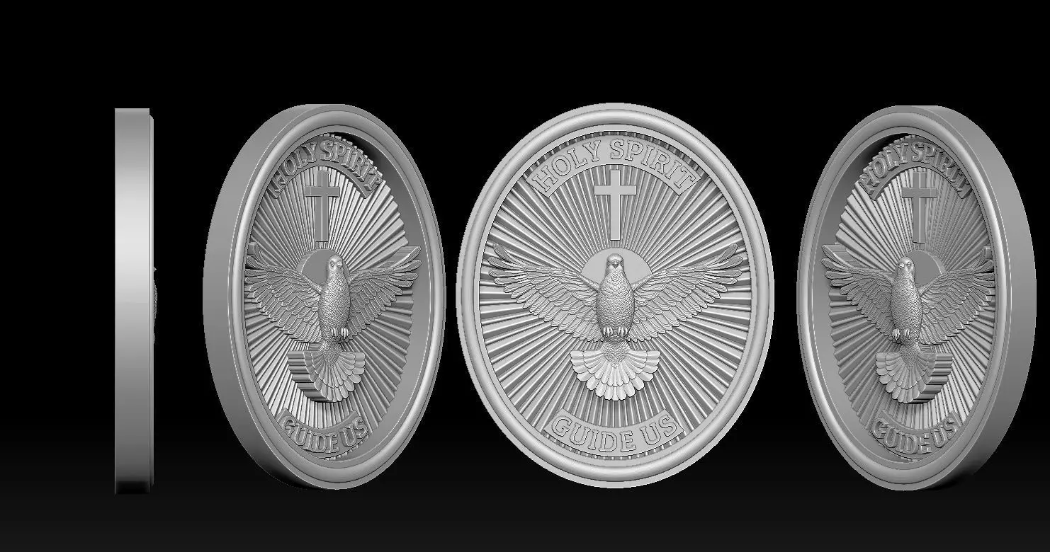 Holy Spirit Pendant - Coin - Espirito Santo 3D print model 3D print model_0