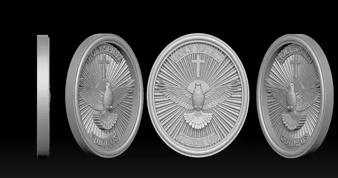 Holy Spirit Pendant - Coin - Espirito Santo 3D print model 3D print model