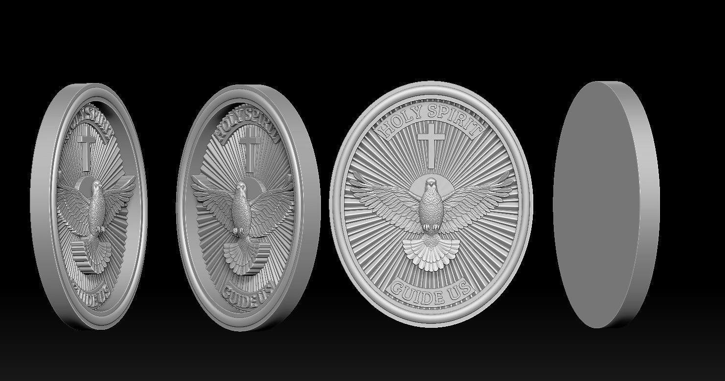Holy Spirit Pendant - Coin - Espirito Santo 3D print model 3D print model_4