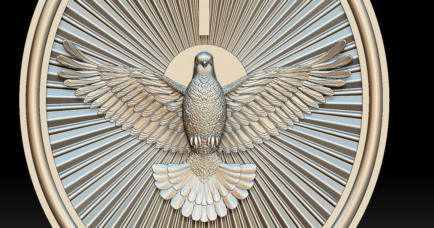 Holy Spirit Pendant - Coin - Espirito Santo 3D print model 3D print model_7