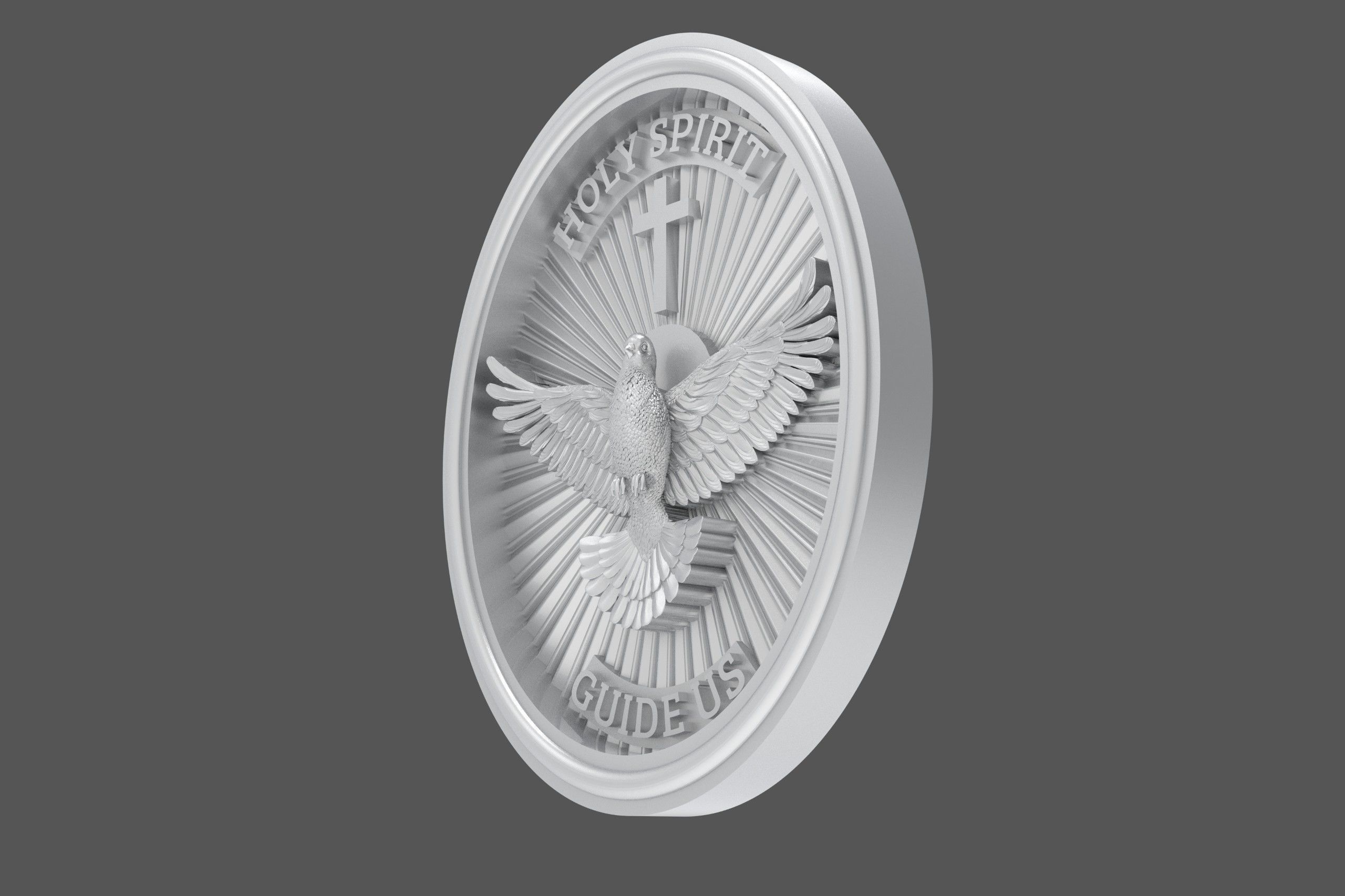 Holy Spirit Pendant - Coin - Espirito Santo 3D print model 3D print model_21