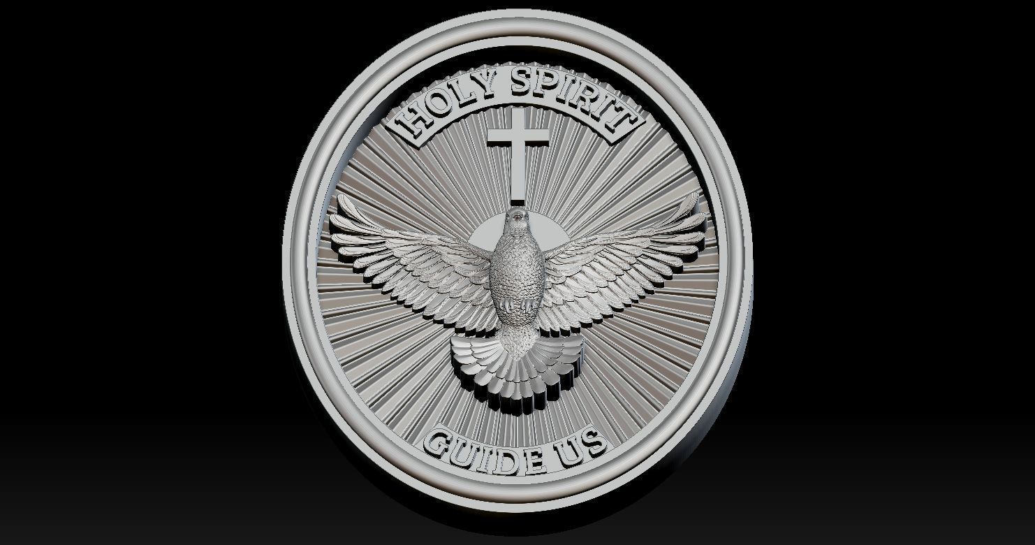 Holy Spirit Pendant - Coin - Espirito Santo 3D print model 3D print model_17