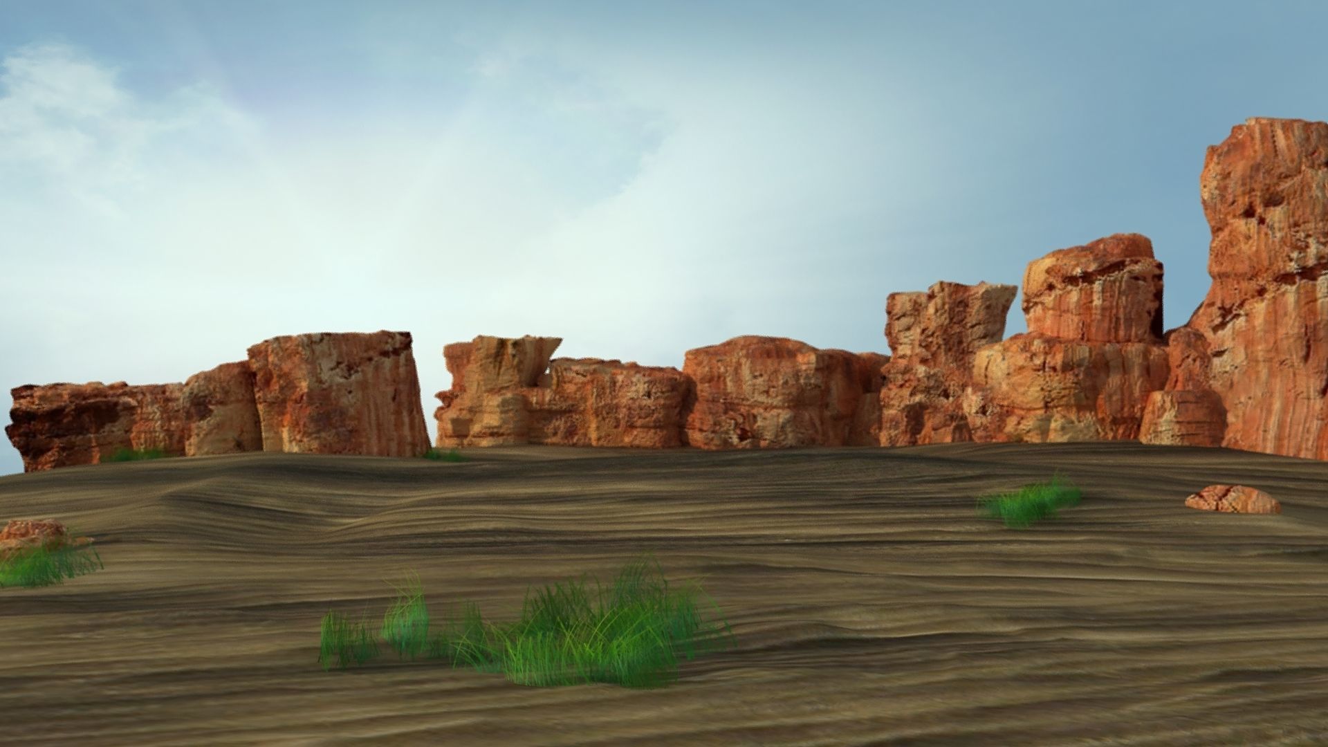 Sand Grass Dune desert landscape sahara wilderness area 3D model_2