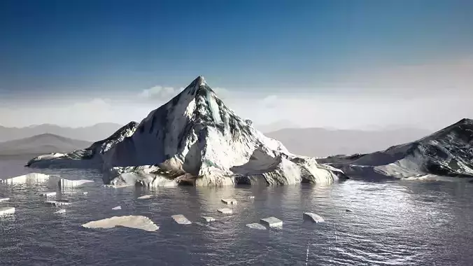 icescape Mountain snow polar pole ocean water arctic cold 