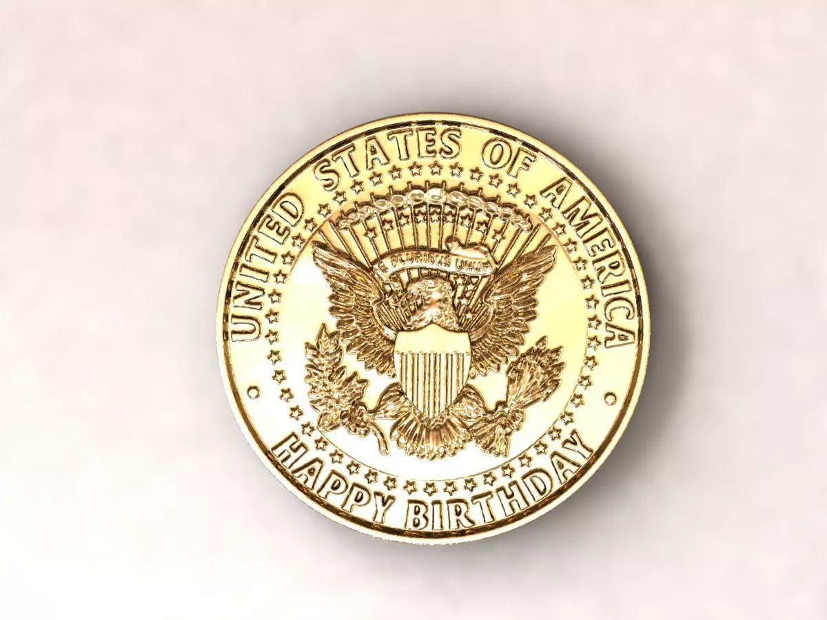 Coin USA liberty happy birthday 3D print model
