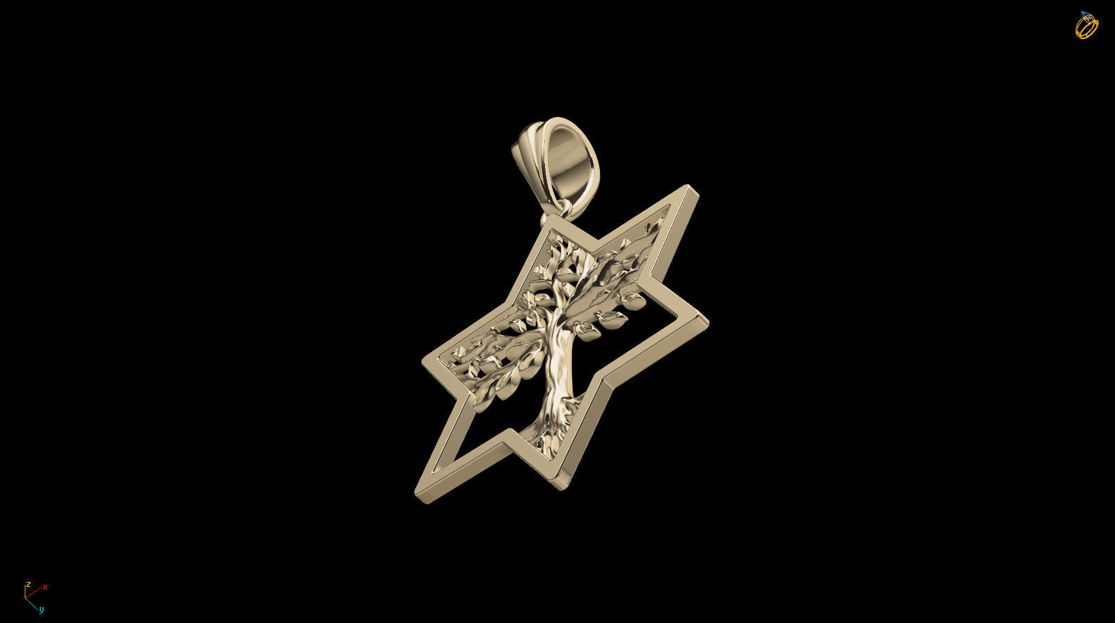 Tree of Life Star of David Pendant 30 mm 3D print model_15