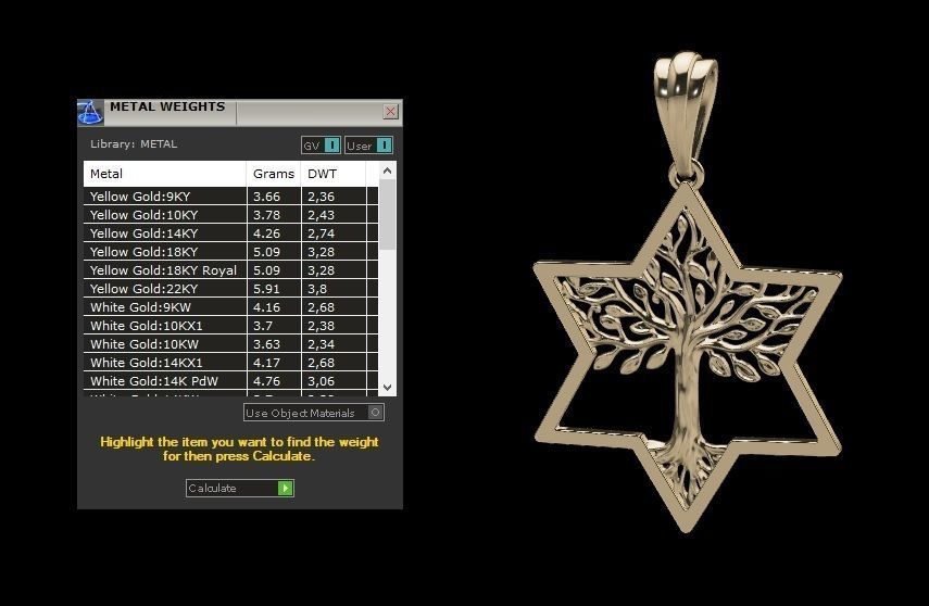 Tree of Life Star of David Pendant 30 mm 3D print model_8