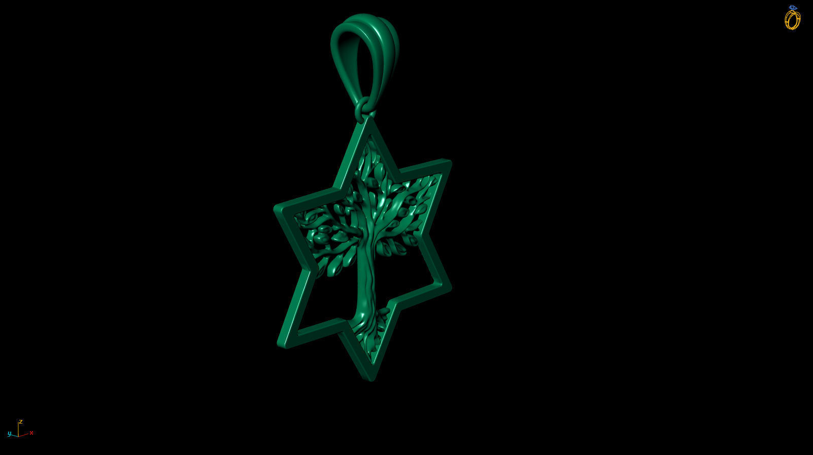 Tree of Life Star of David Pendant 30 mm 3D print model_11