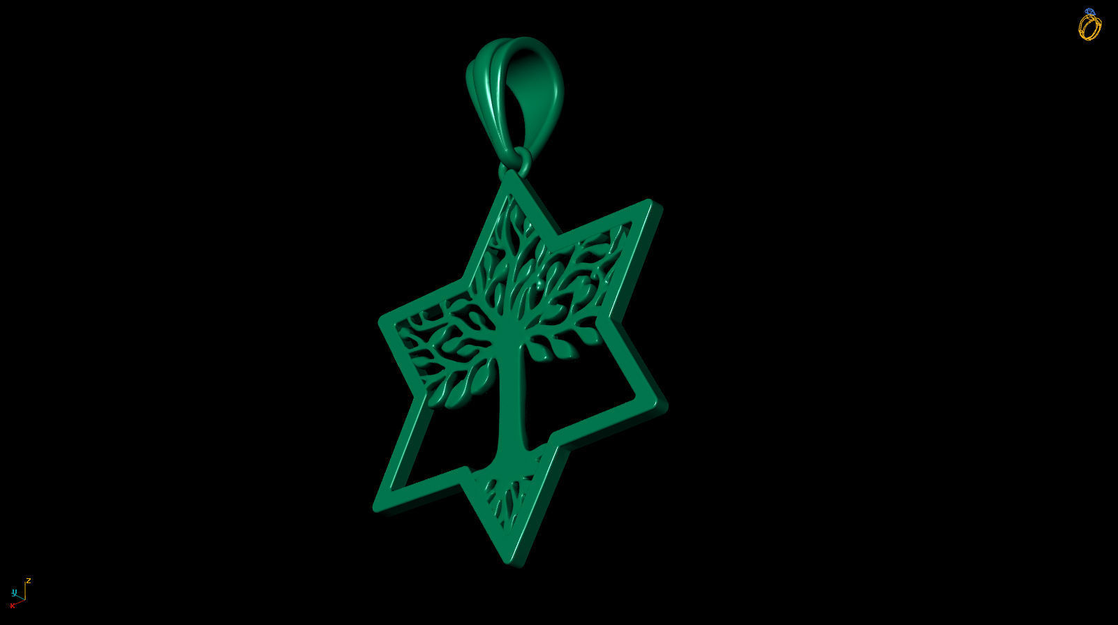Tree of Life Star of David Pendant 30 mm 3D print model_12