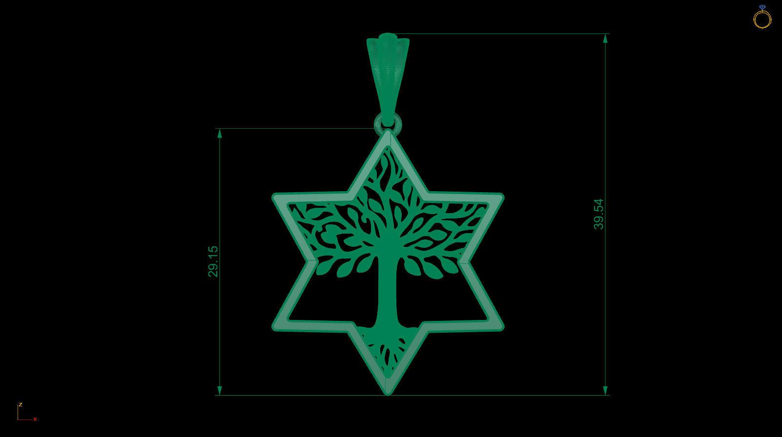 Tree of Life Star of David Pendant 30 mm 3D print model_7
