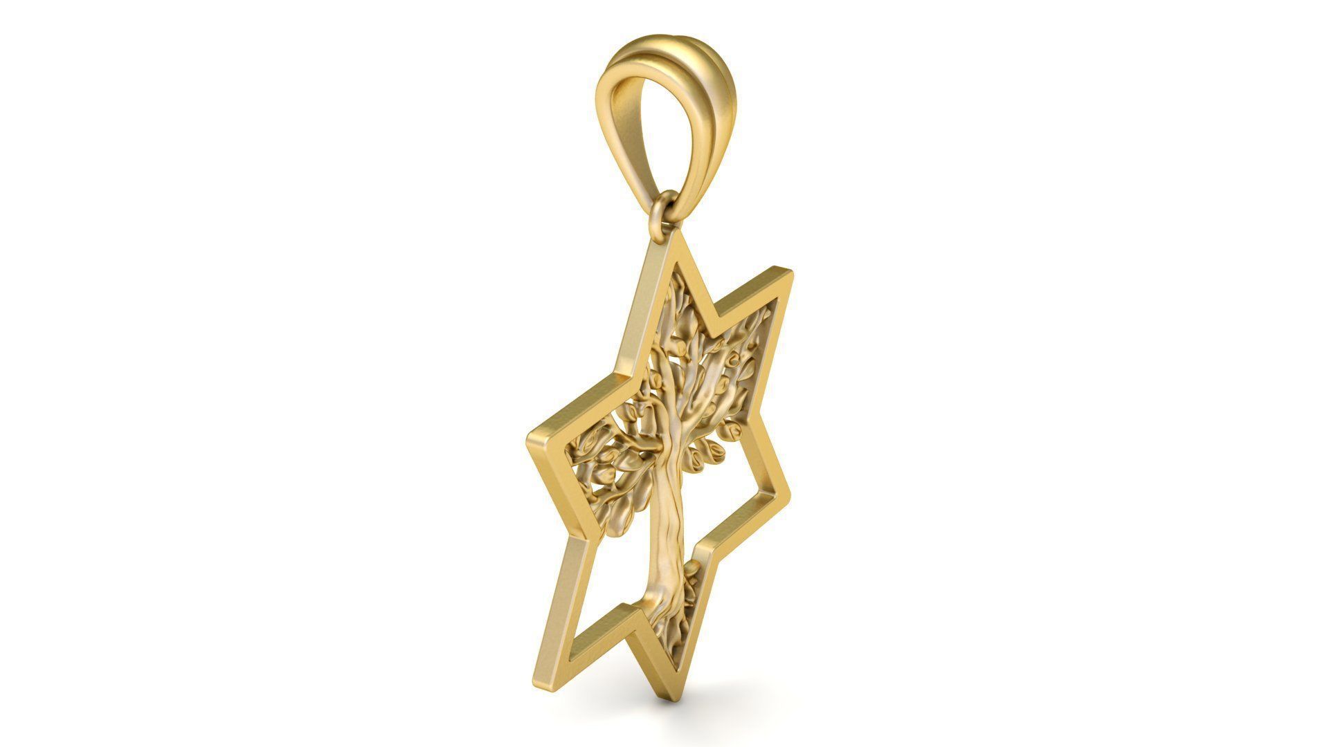 Tree of Life Star of David Pendant 30 mm 3D print model_2