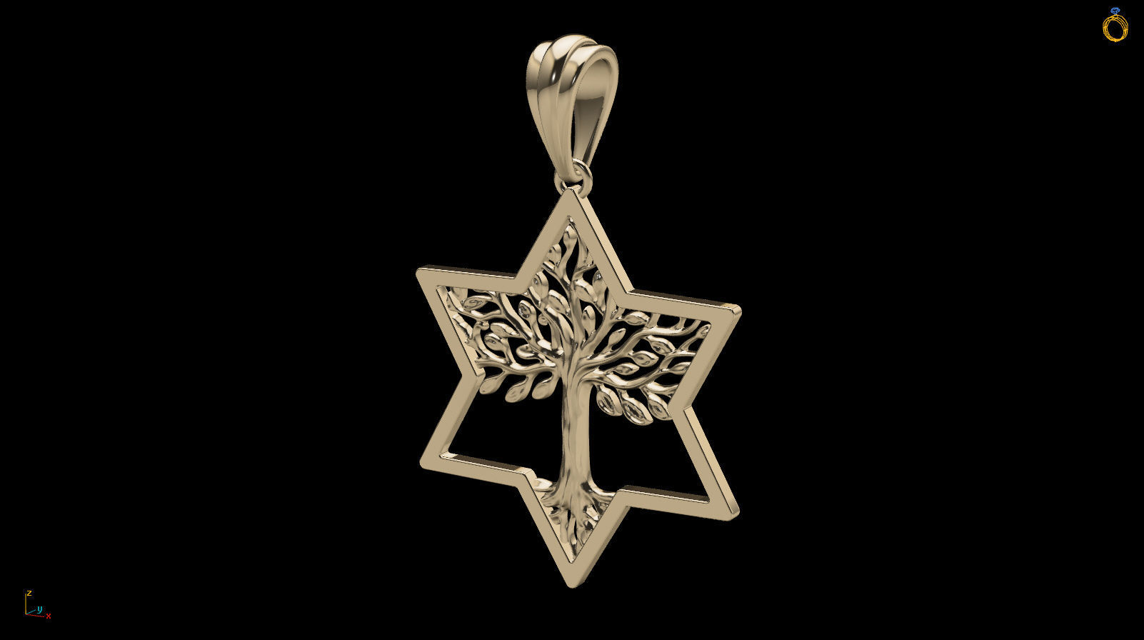 Tree of Life Star of David Pendant 30 mm 3D print model_14