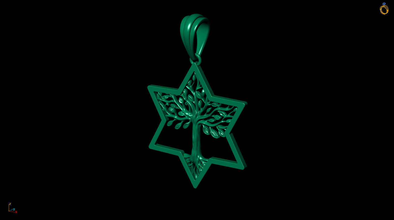 Tree of Life Star of David Pendant 30 mm 3D print model_10