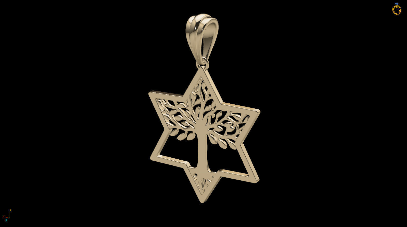 Tree of Life Star of David Pendant 30 mm 3D print model_16