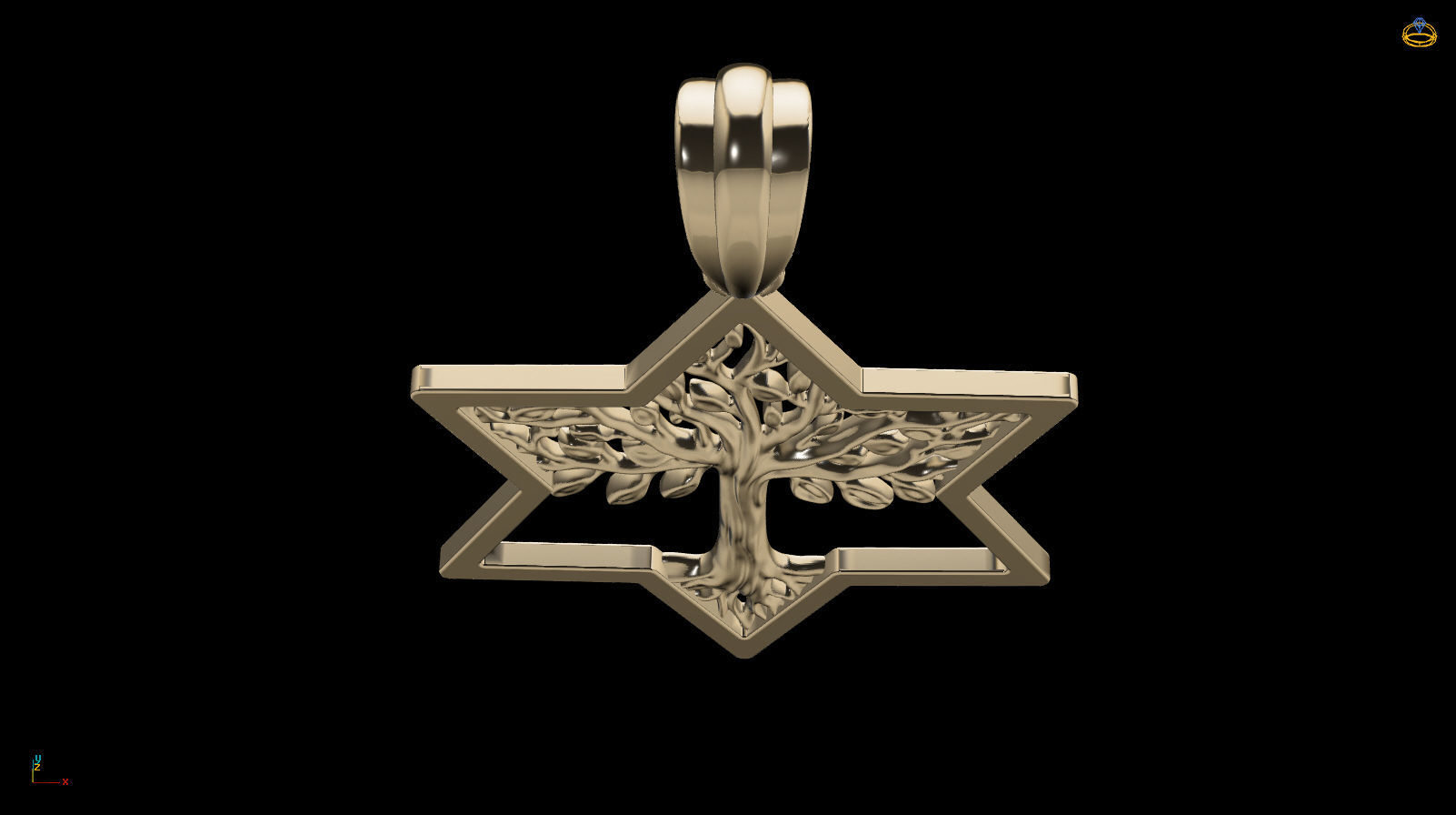 Tree of Life Star of David Pendant 30 mm 3D print model_17