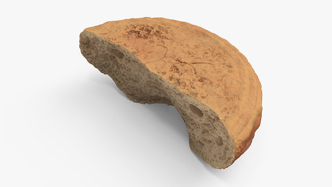 Broken Half Round Bread 3D model 7