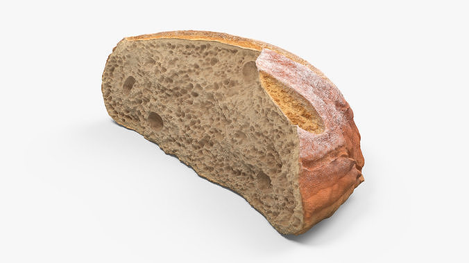 Broken Half Round Bread 3D model 5
