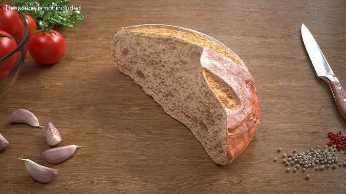 Broken Half Round Bread 3D model