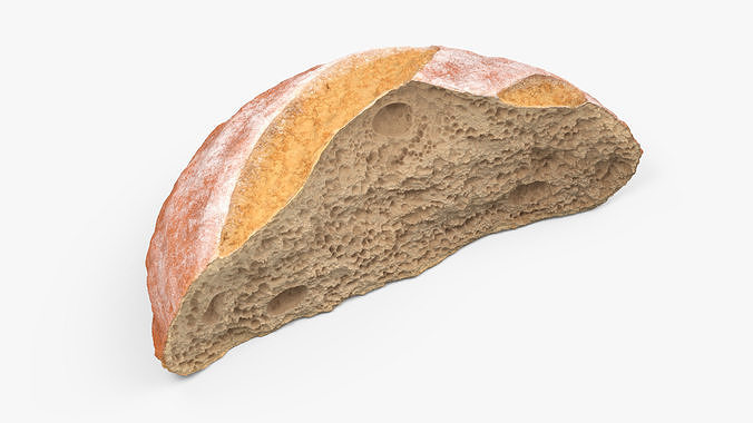 Broken Half Round Bread 3D model 4