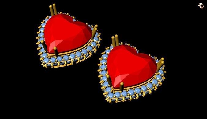 Heart earring 3D print model